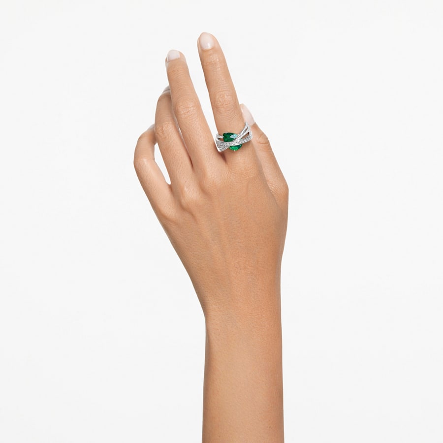 SWAROVSKI טבעת  HYPERBOLA דאבל רודיום ירוקה