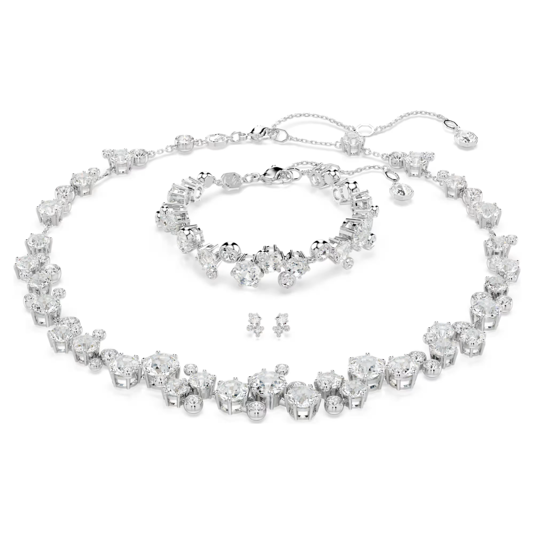 SWAROVSKI סט שרשרת, צמיד ועגילים CONSTELLA ציפוי רודיום