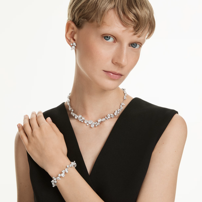 SWAROVSKI סט שרשרת, צמיד ועגילים CONSTELLA ציפוי רודיום