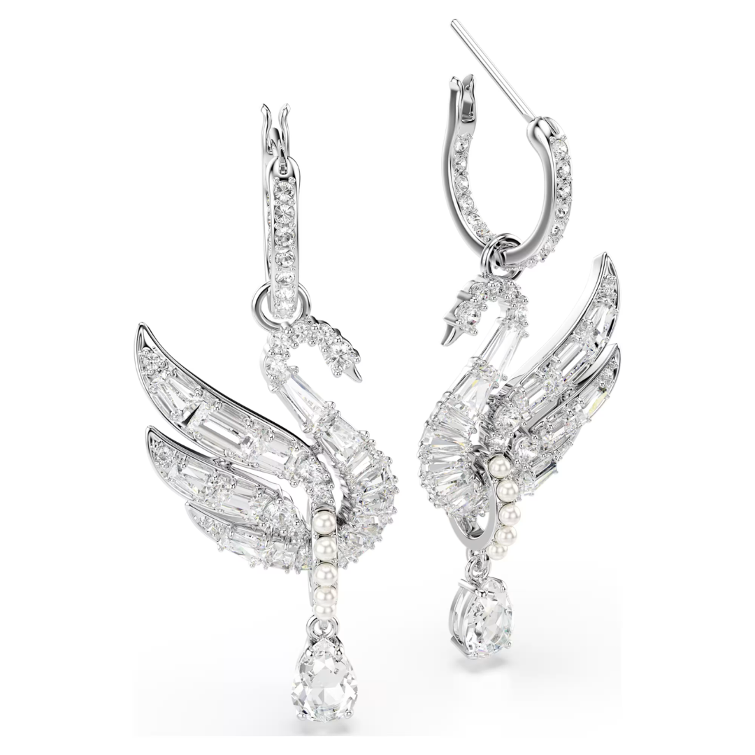 SWAROVSKI עגילי SWAN ציפוי רודיום