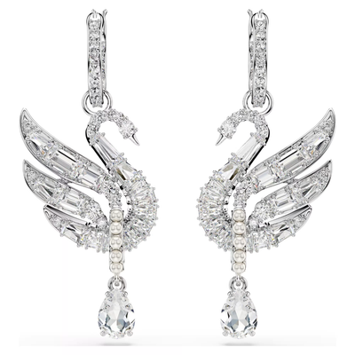 SWAROVSKI עגילי SWAN ציפוי רודיום