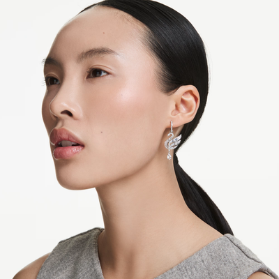SWAROVSKI עגילי SWAN ציפוי רודיום
