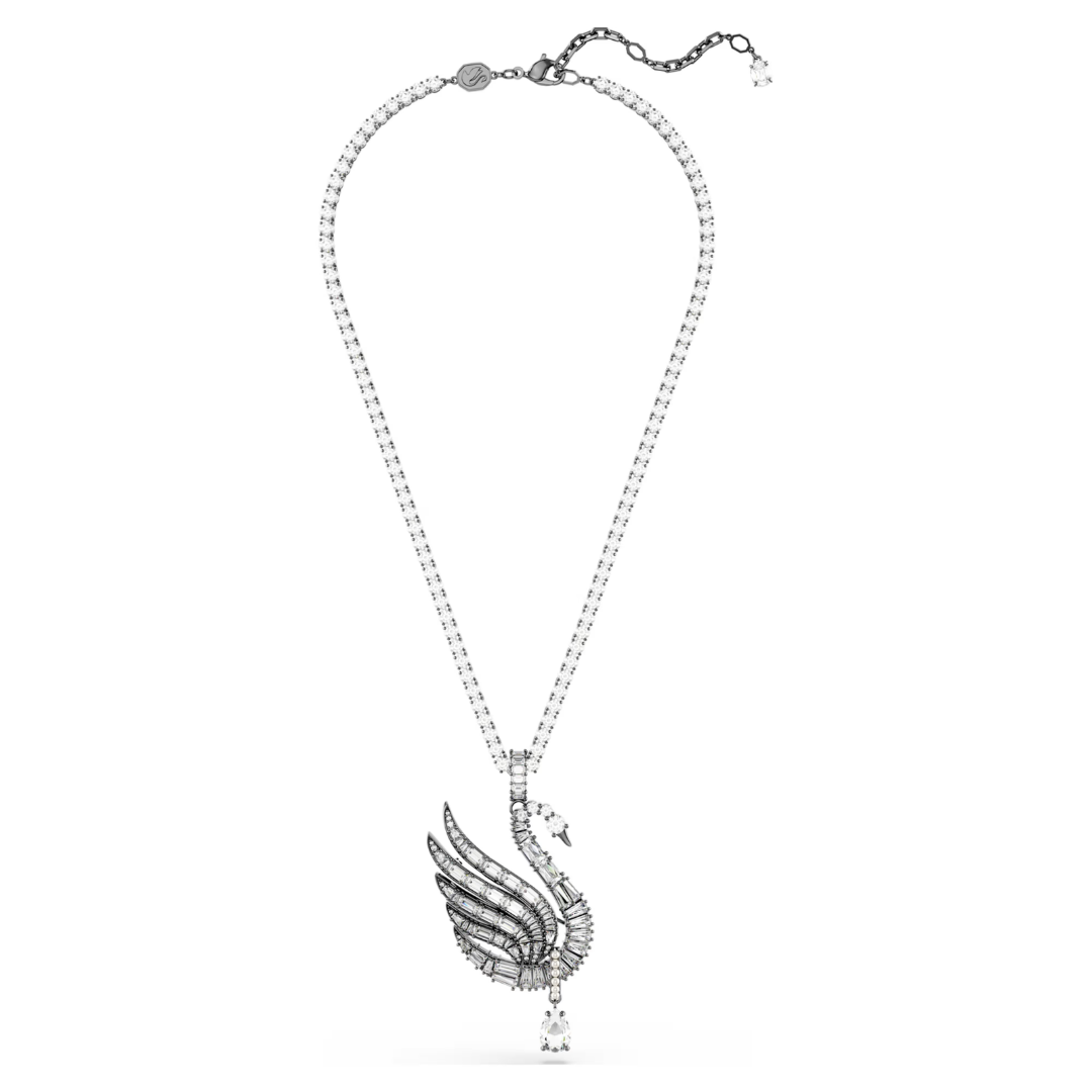 SWAROVSKI שרשרת SWAN ציפוי רודיום שחור