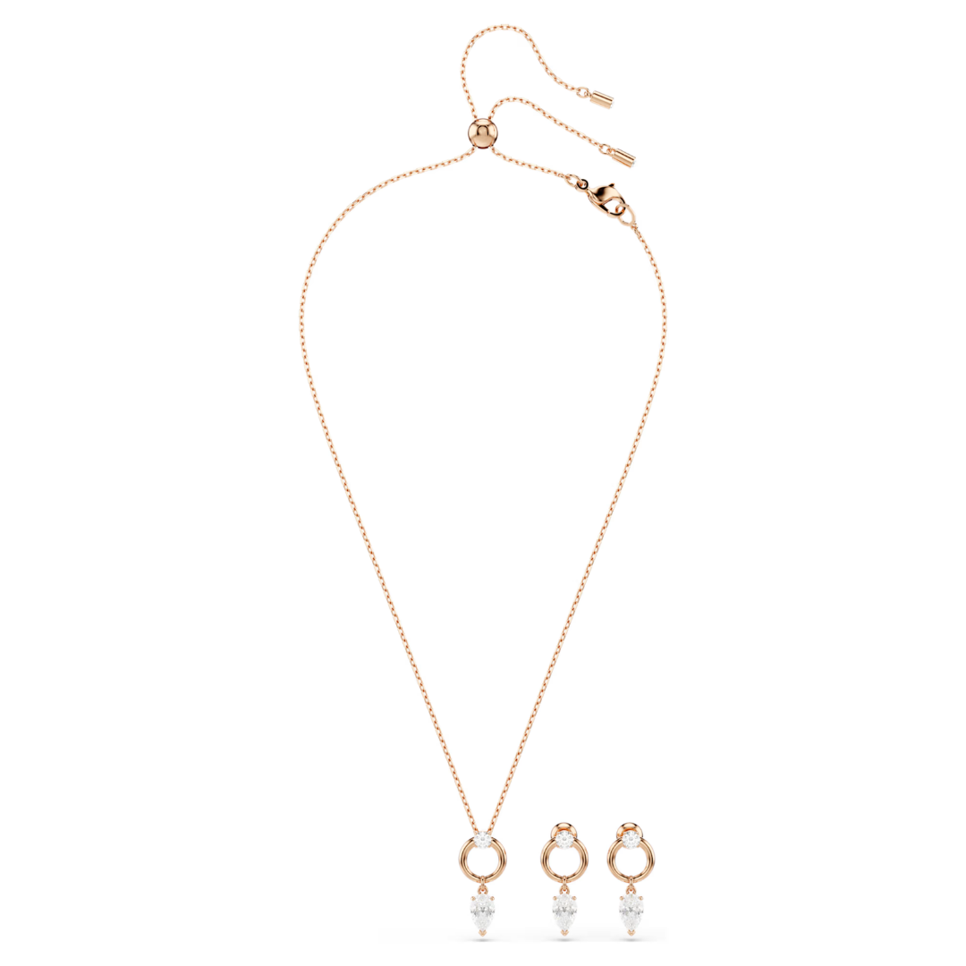 SWAROVSKI סט שרשרת ועגילים MESMERA ציפוי רוז גולד