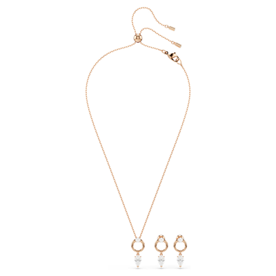 SWAROVSKI סט שרשרת ועגילים MESMERA ציפוי רוז גולד