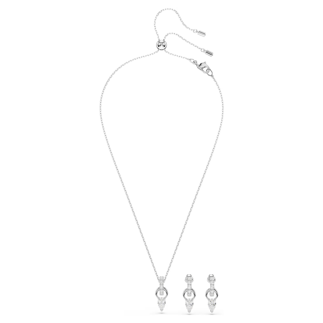 SWAROVSKI סט שרשרת ועגילים MESMERA ציפוי רודיום