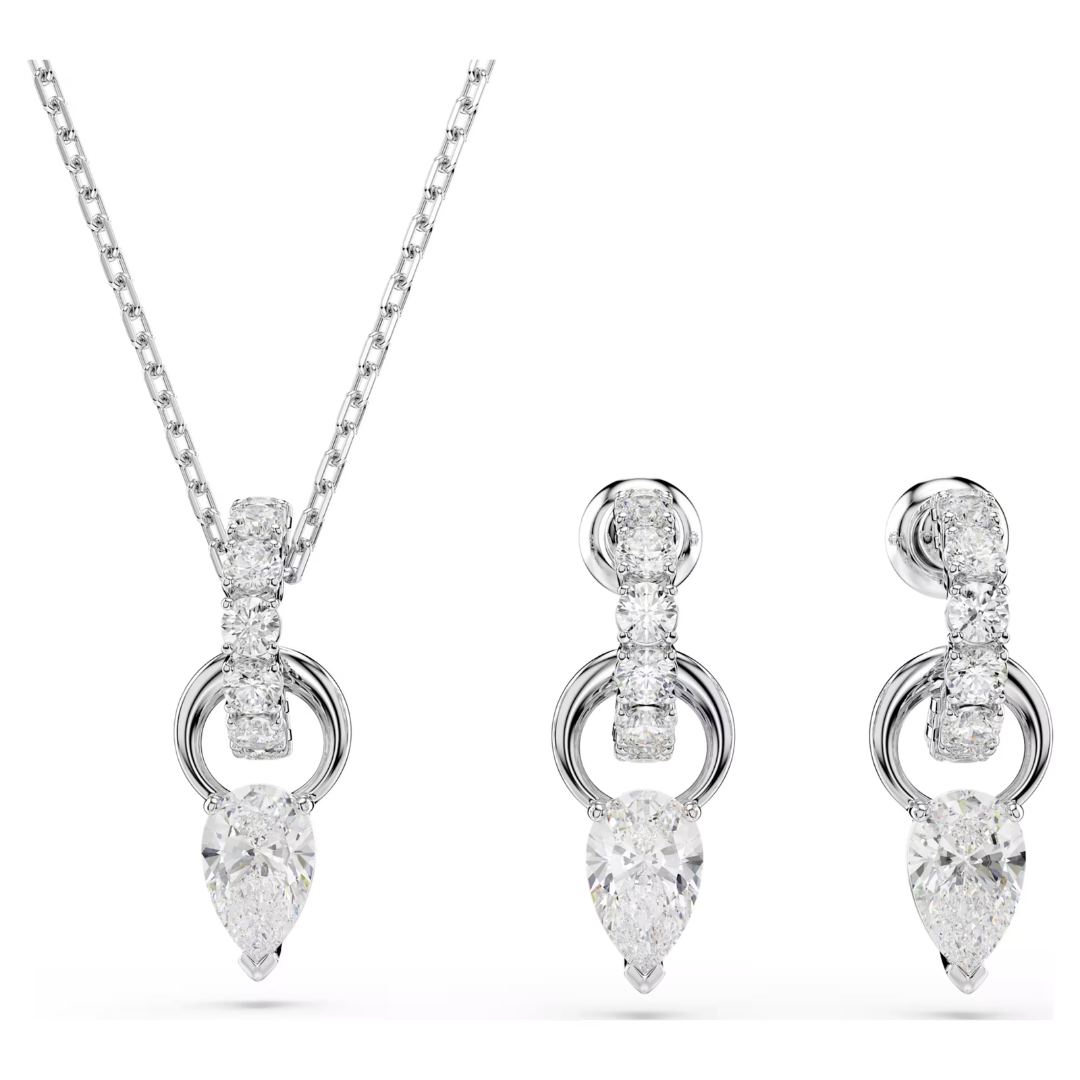 SWAROVSKI סט שרשרת ועגילים MESMERA ציפוי רודיום