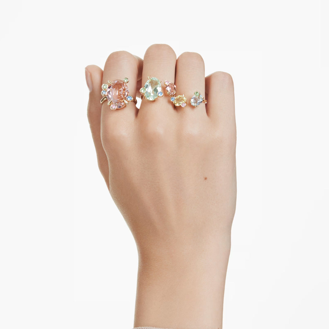 SWAROVSKI סט שלישיית טבעות GEMA ציפוי זהב