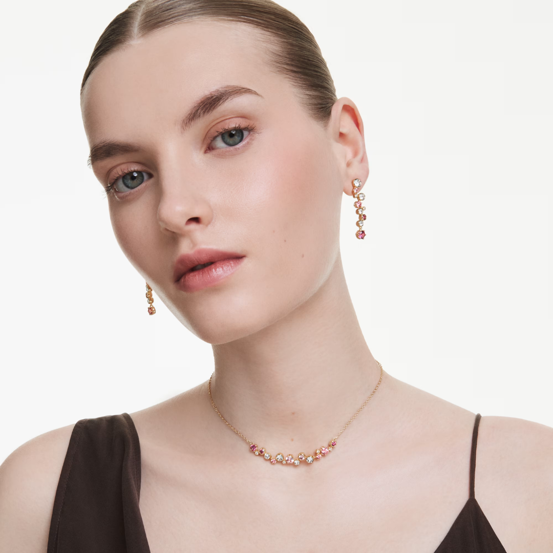 SWAROVSKI סט שרשרת ועגילים CONSTELLA ציפוי זהב