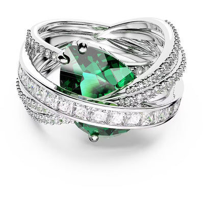 SWAROVSKI טבעת  HYPERBOLA דאבל רודיום ירוקה