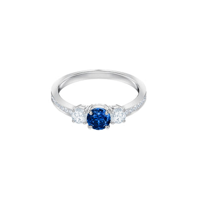 SWAROVSKI טבעת Attract Trilogy Round קריסטל כחול