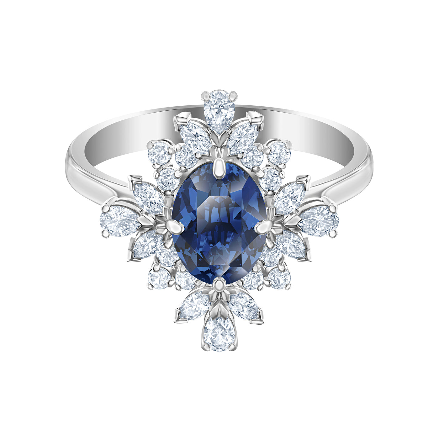 SWAROVSKI טבעת Palace ציפוי רודיום קריסטל כחול
