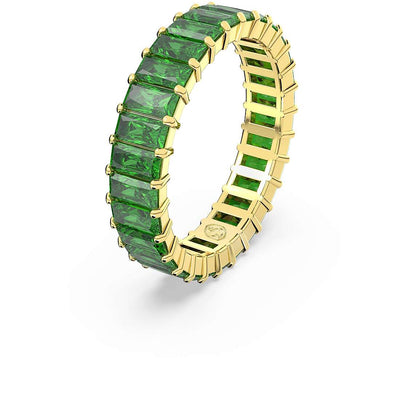 SWAROVSKI טבעת MATRIX מלבנית ירוקה מוזהבת