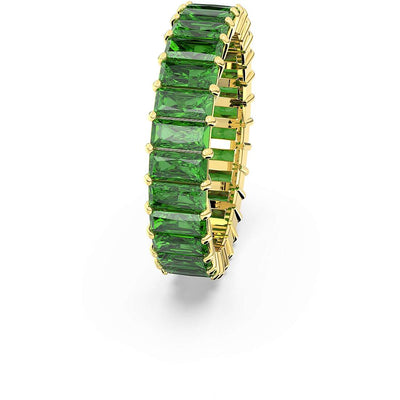 SWAROVSKI טבעת MATRIX מלבנית ירוקה מוזהבת